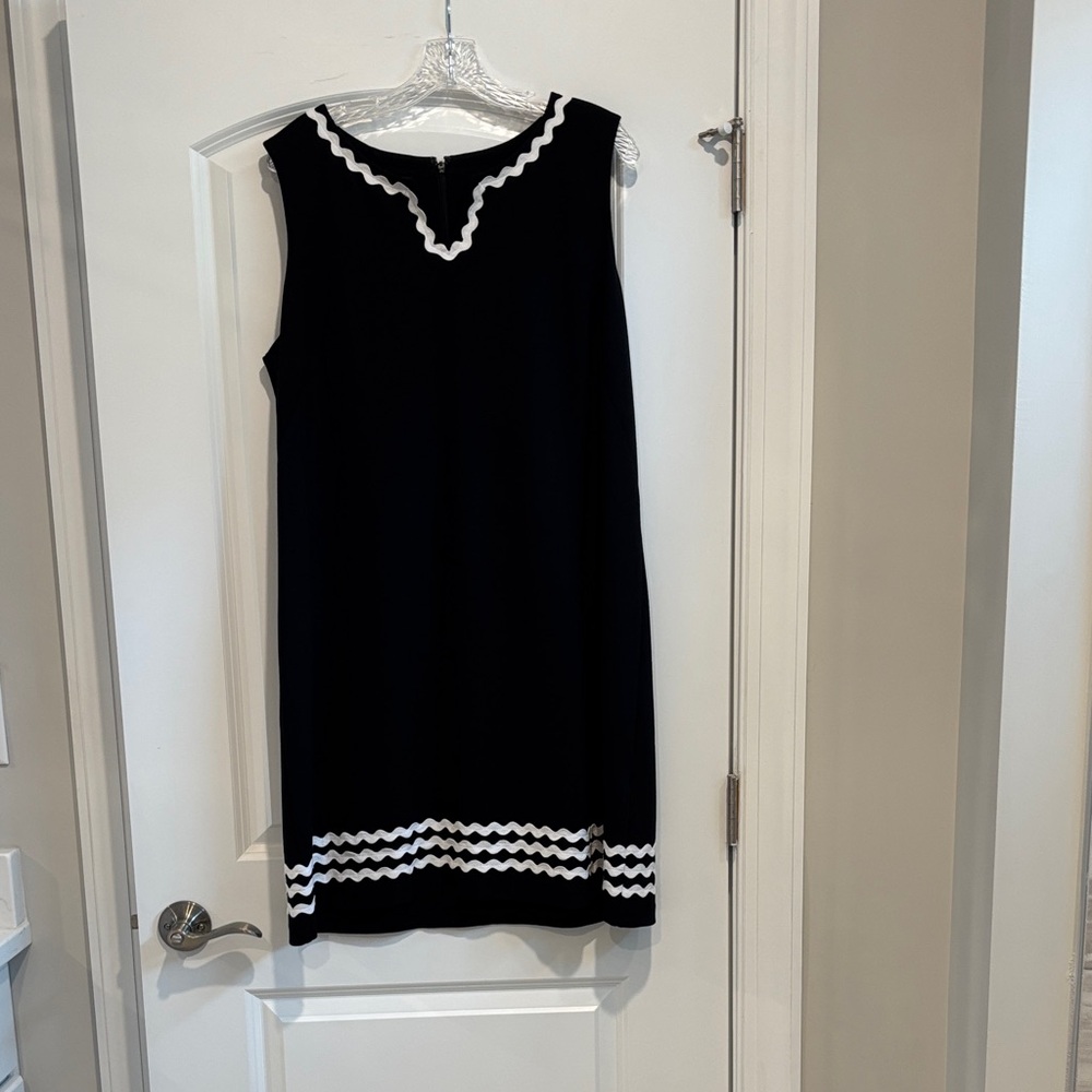 Talbots Black Dress with White Trim Accent
